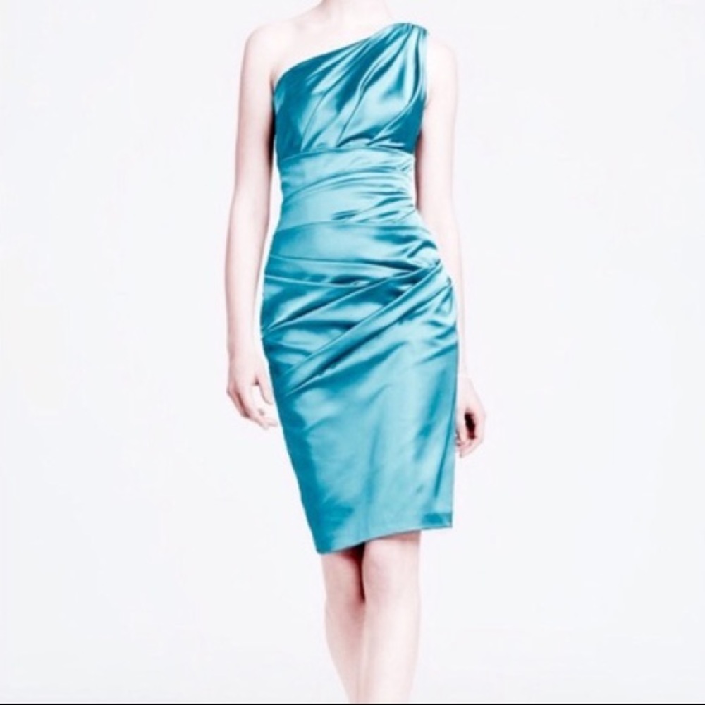 David's Bridal One Shoulder Stretch Satin Dres